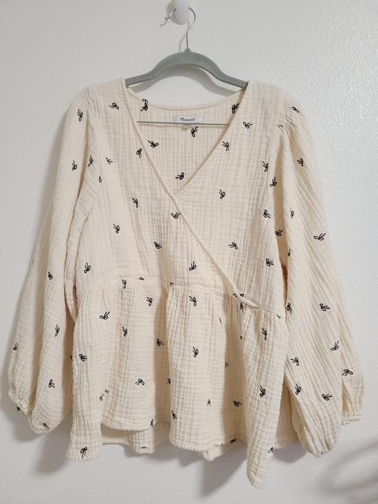 Madewell Tops - Madewell Cream Gauze Wrap Peplum Top